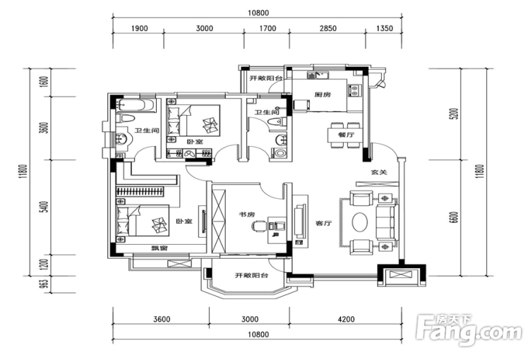 沈陽(yáng)東方銀座?萊茵城118㎡戶型圖