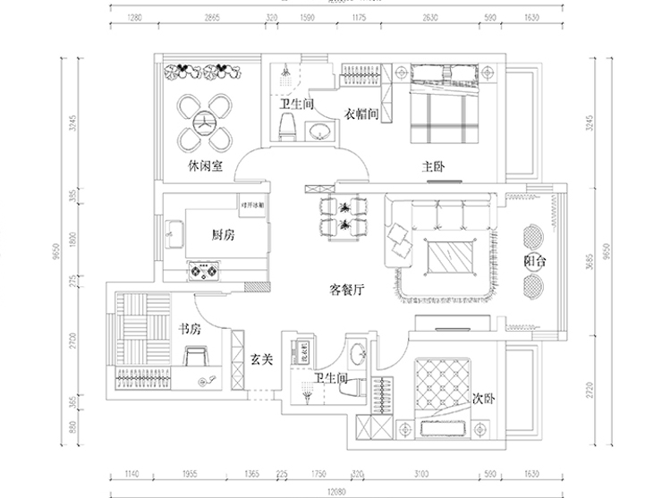 金輝優(yōu)步湖畔-100平米-簡美風格-平面布置圖.jpg